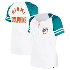 Women's Throwback Lace-Up Raglan T-Shirt - Miami Dolphins T-shirts
