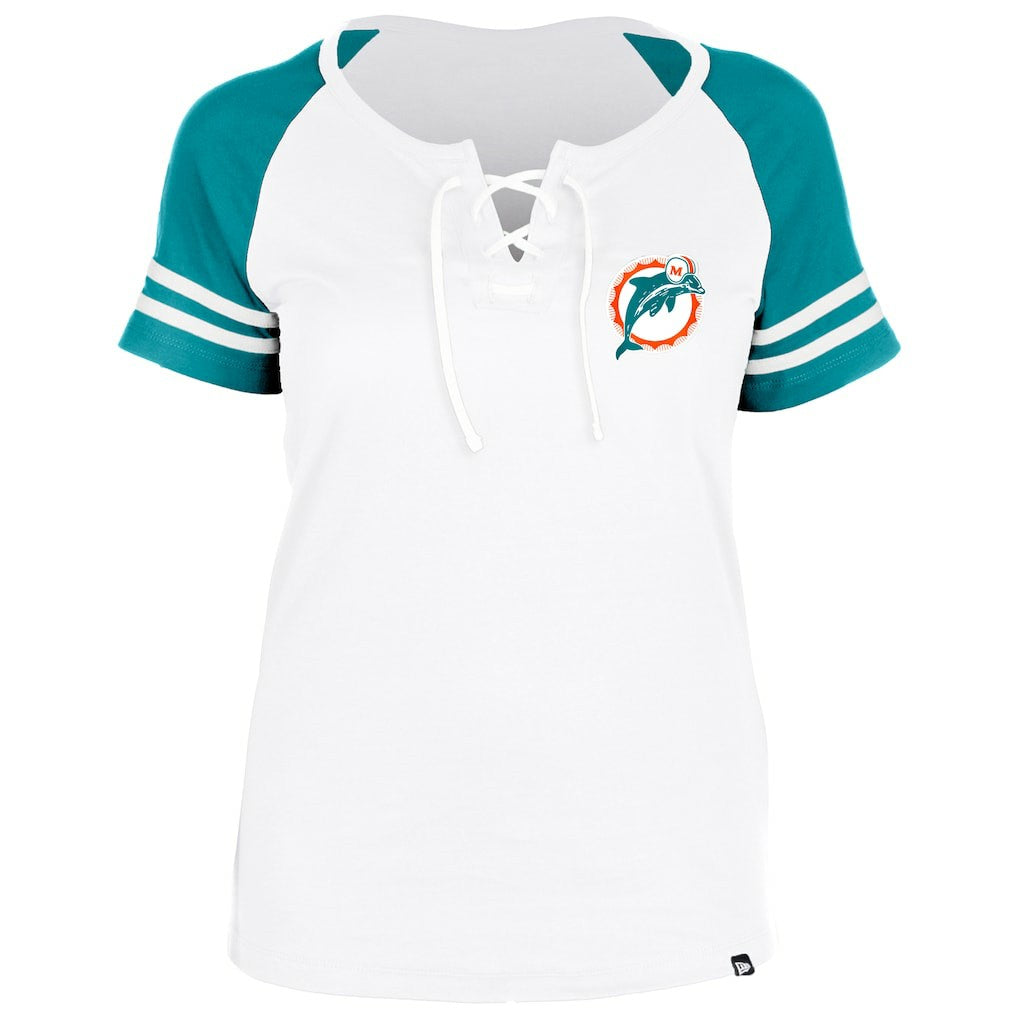 Women's Throwback Lace-Up Raglan T-Shirt - Miami Dolphins T-shirts