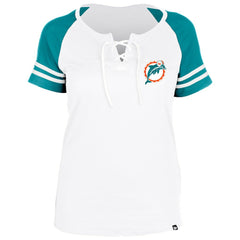 Women's Throwback Lace-Up Raglan T-Shirt - Miami Dolphins T-shirts