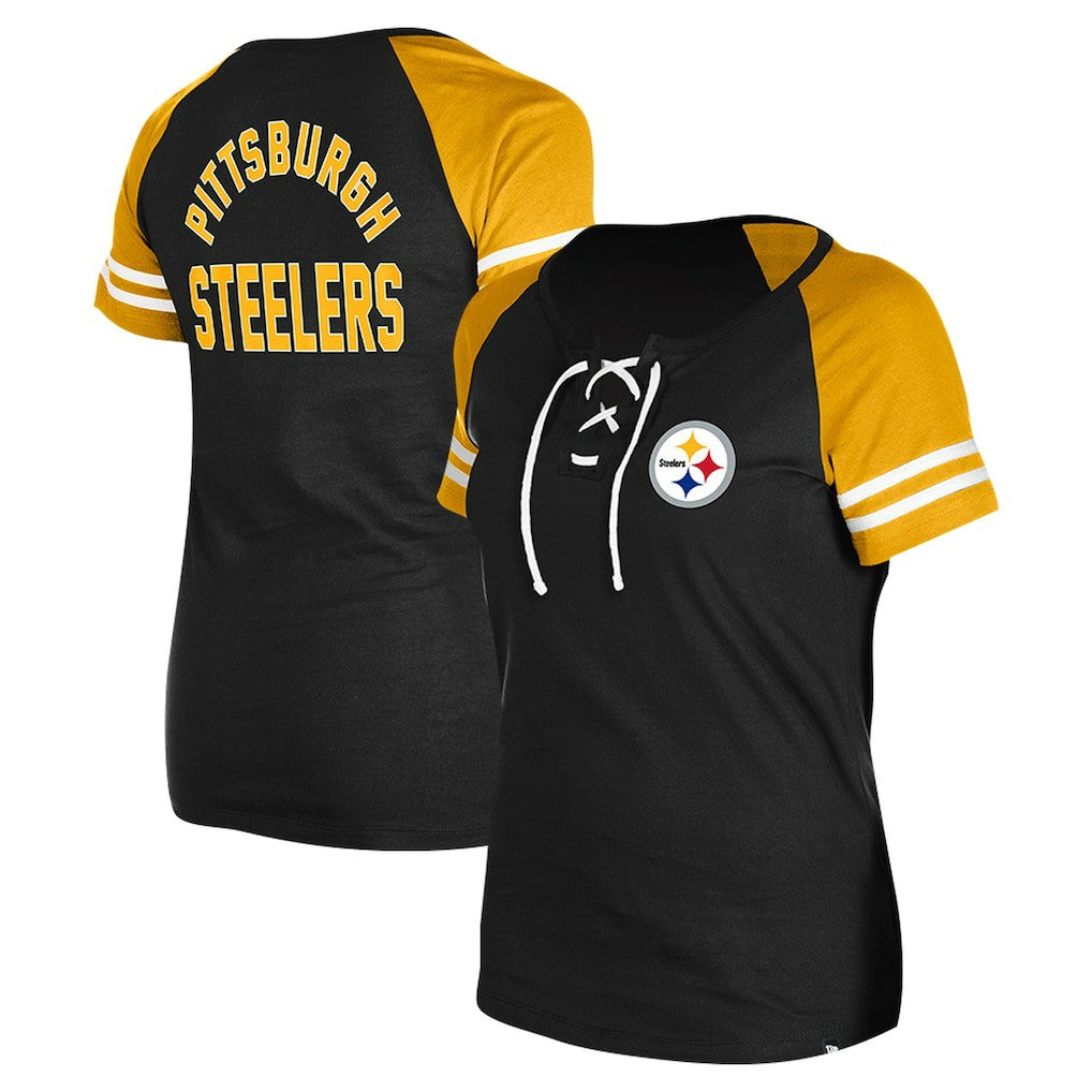 Women's Lace-Up Raglan T-Shirt - Pittsburgh Steelers T-shirts