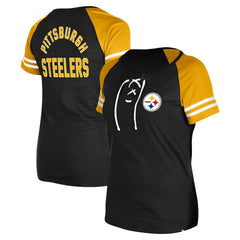 Women's Lace-Up Raglan T-Shirt - Pittsburgh Steelers T-shirts