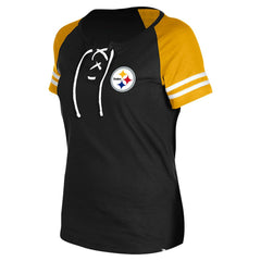 Women's Lace-Up Raglan T-Shirt - Pittsburgh Steelers T-shirts
