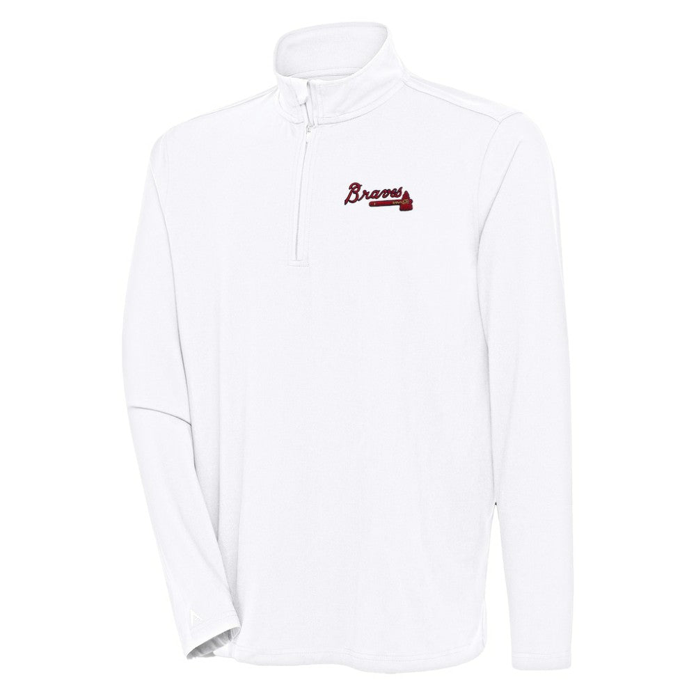 White Atlanta Braves Antigua Hunk Quarter-Zip Pullover Top