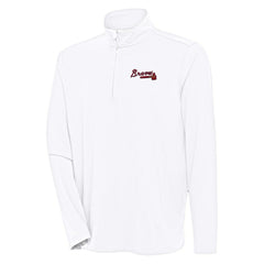 White Atlanta Braves Antigua Hunk Quarter-Zip Pullover Top