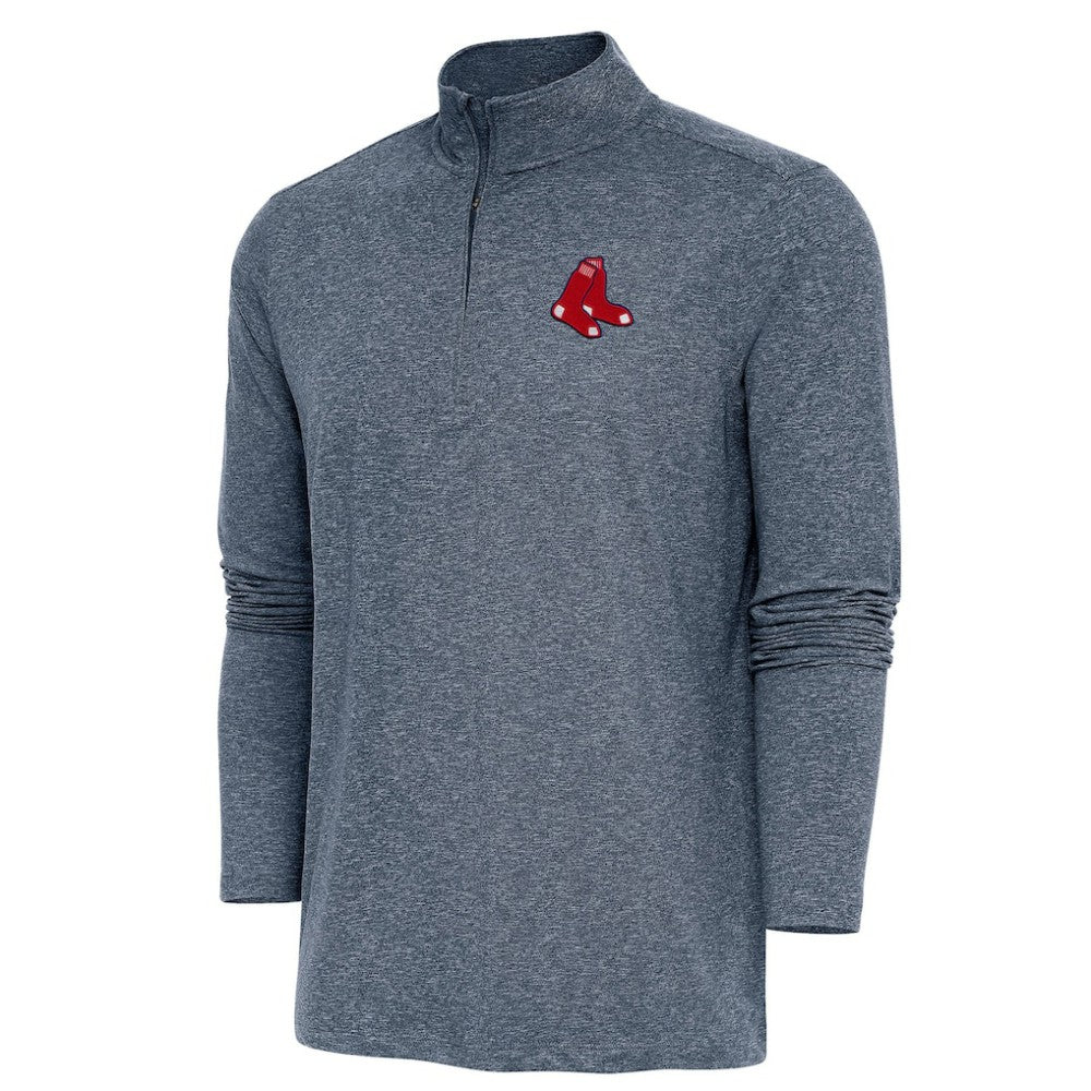 Heather Navy Boston Red Sox Antigua Hunk Quarter-Zip Pullover Top