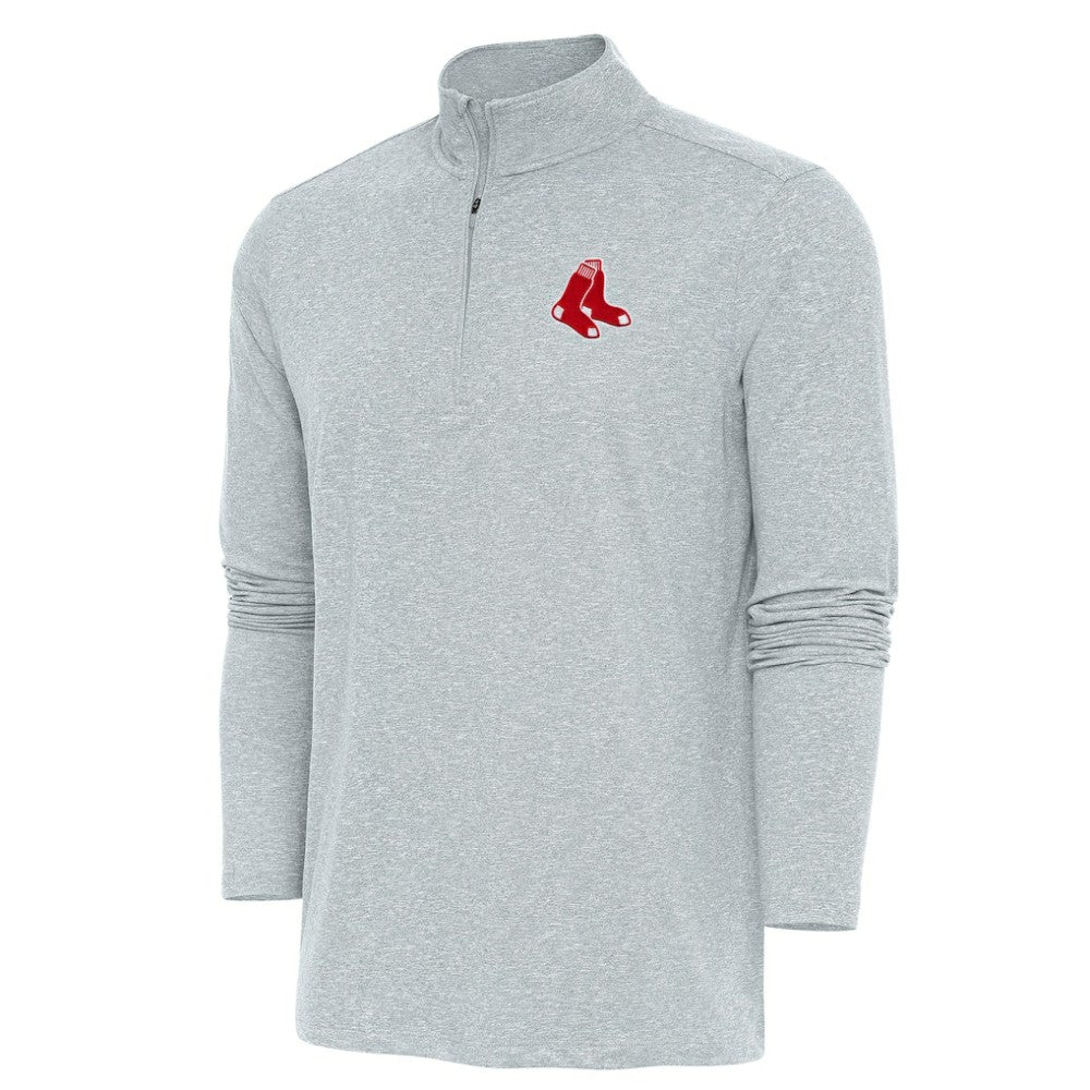 Heather Gray Boston Red Sox Antigua Hunk Quarter-Zip Pullover Top
