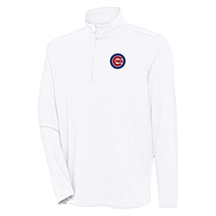 White Chicago Cubs Antigua Hunk Quarter-Zip Pullover Top