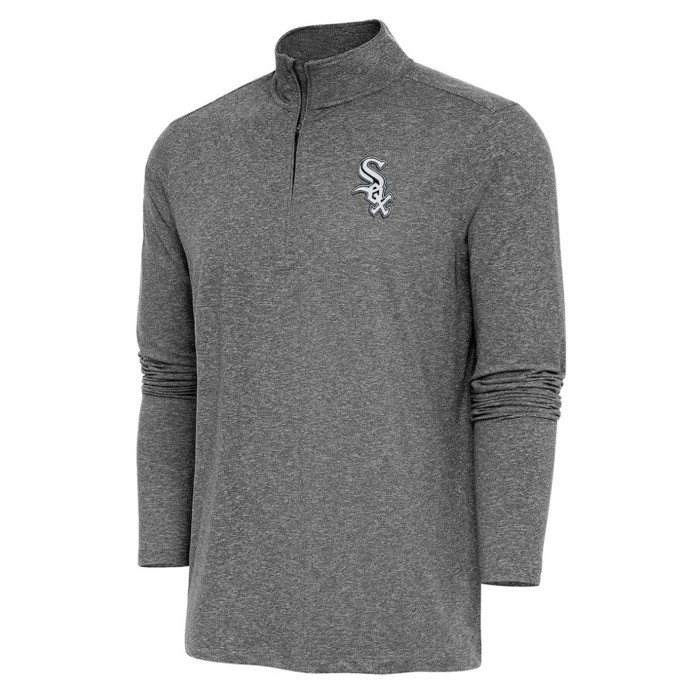 Heather Black Chicago White Sox Antigua Hunk Quarter-Zip Pullover Top