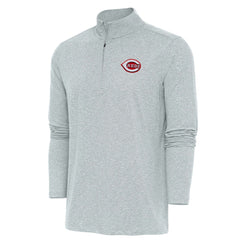 Heather Gray Cincinnati Reds Antigua Hunk Quarter-Zip Pullover Top
