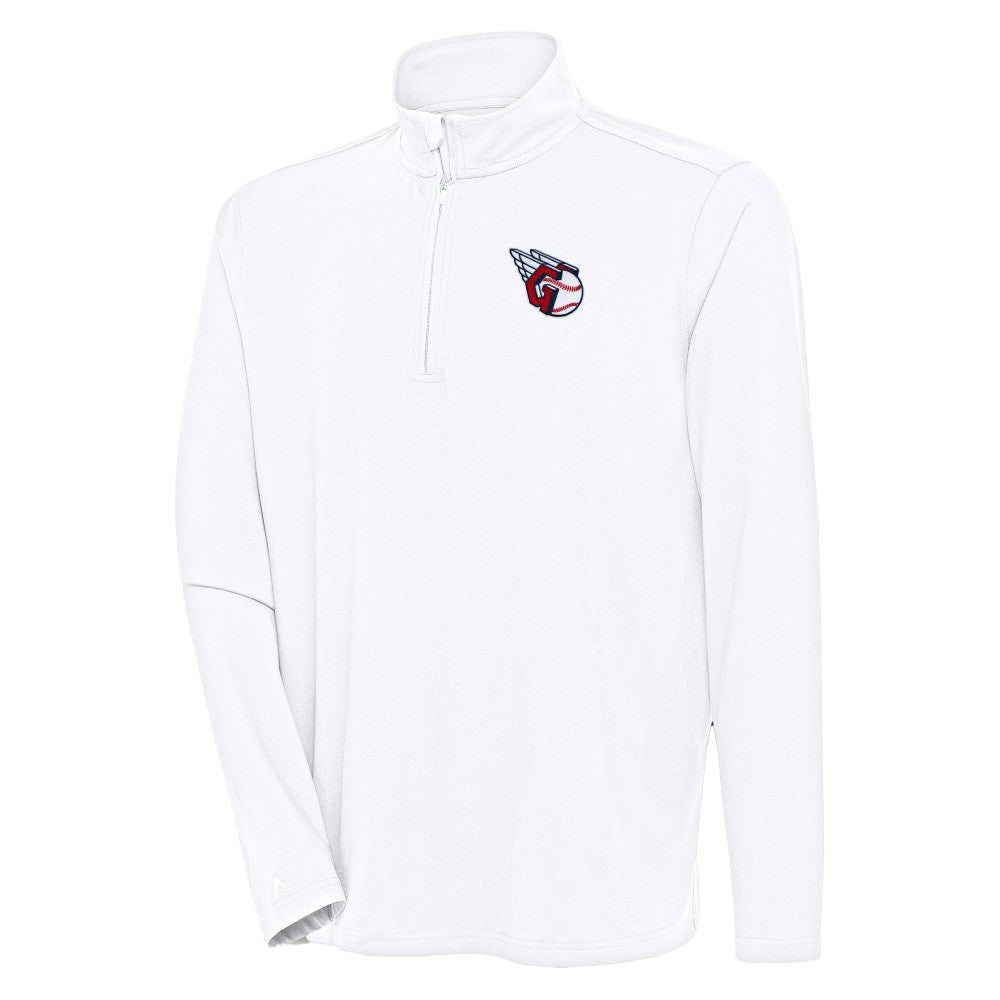 White Cleveland Guardians Antigua Hunk Quarter-Zip Pullover Top