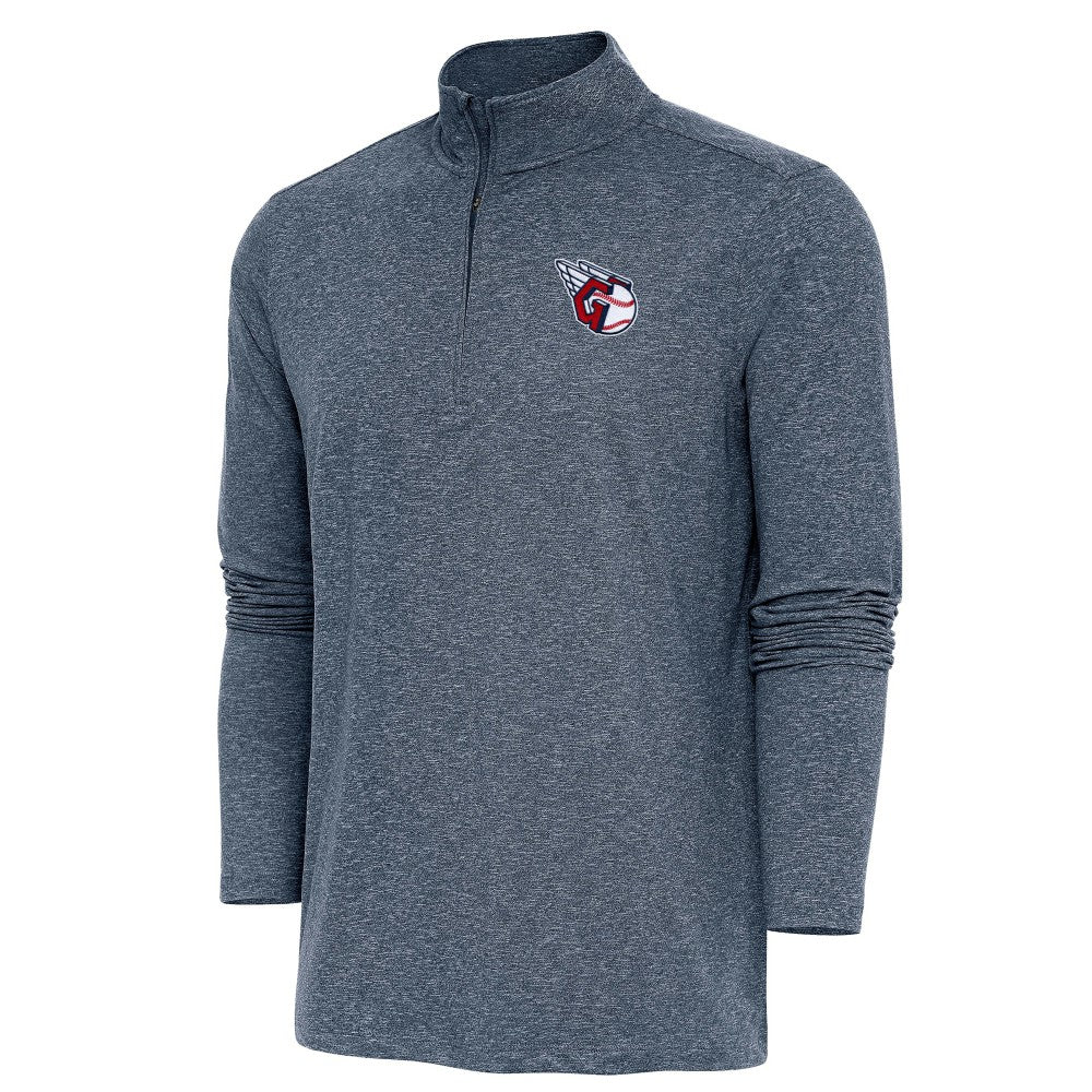 Heather Navy Cleveland Guardians Antigua Hunk Quarter-Zip Pullover Top