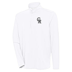 White Colorado Rockies Antigua Hunk Quarter-Zip Pullover Top