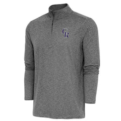 Heather Black Colorado Rockies Antigua Hunk Quarter-Zip Pullover Top