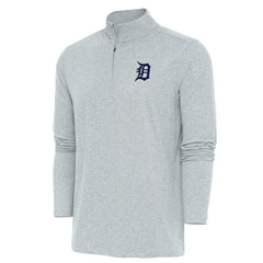 Heather Gray Detroit Tigers Antigua Hunk Quarter-Zip Pullover Top