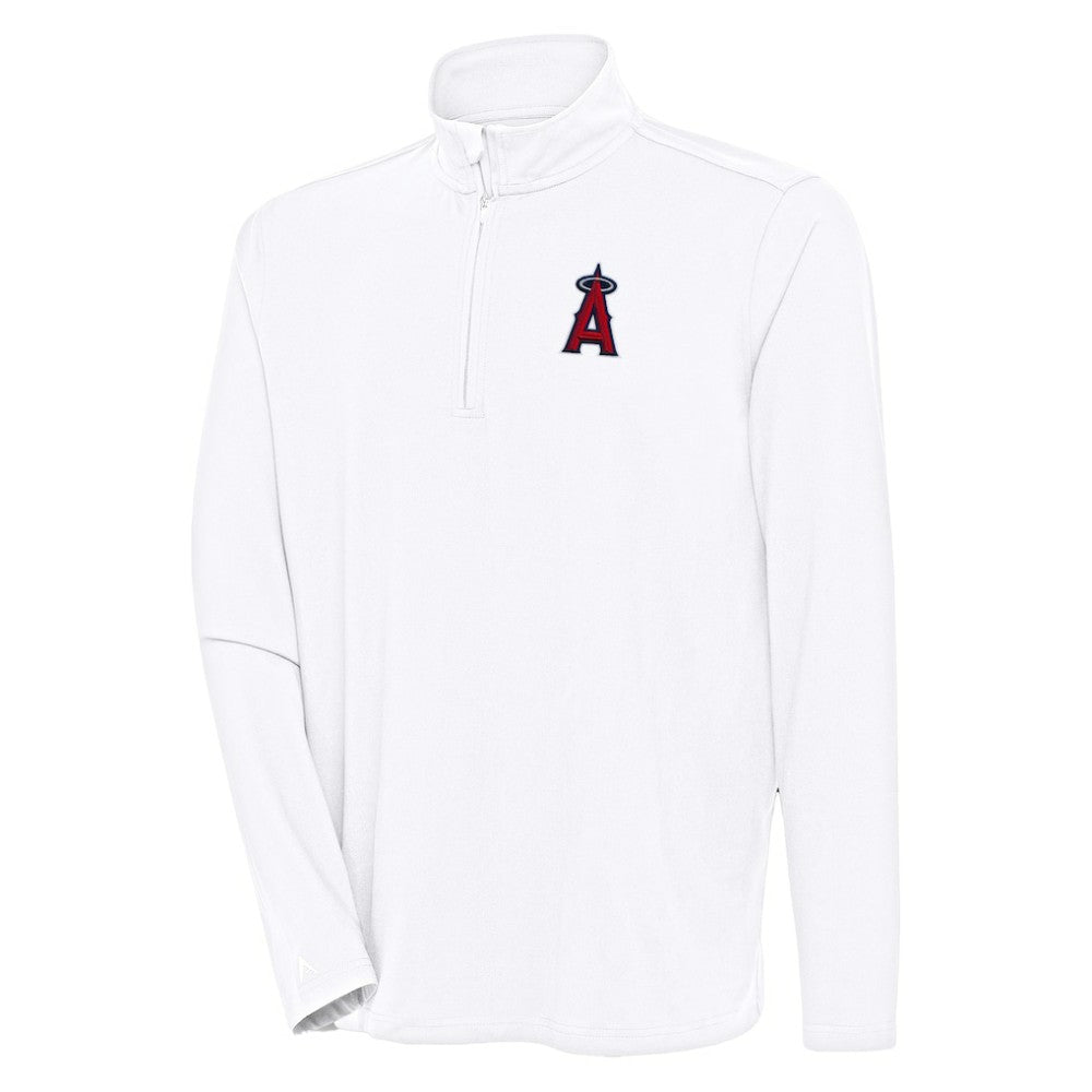 White Los Angeles Angels Antigua Hunk Quarter-Zip Pullover Top