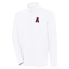 White Los Angeles Angels Antigua Hunk Quarter-Zip Pullover Top
