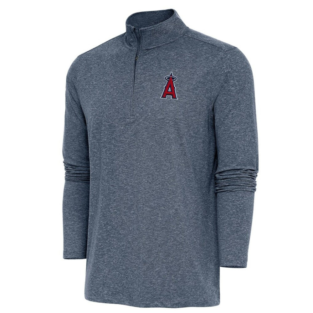 Heather Navy Los Angeles Angels Antigua Hunk Quarter-Zip Pullover Top