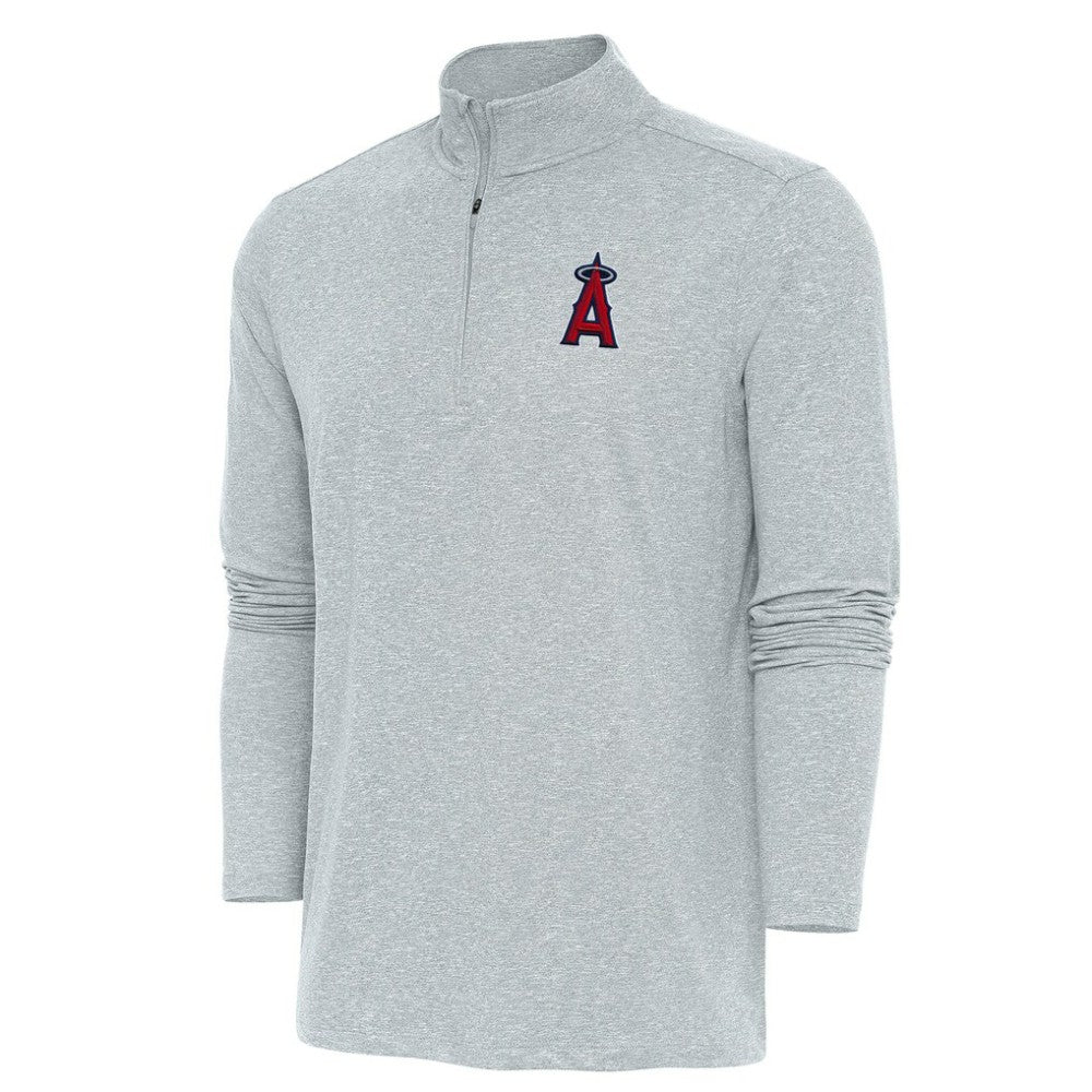 Heather Gray Los Angeles Angels Antigua Hunk Quarter-Zip Pullover Top