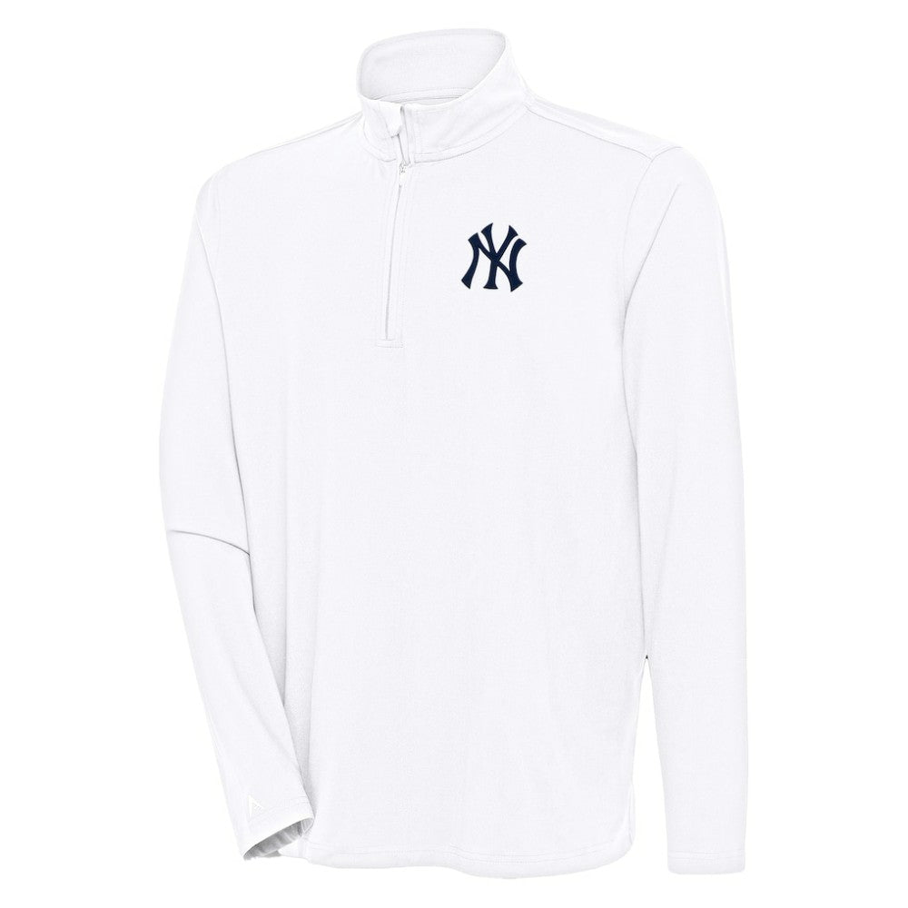 White New York Yankees Antigua Hunk Quarter-Zip Pullover Top