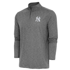 Heather Black New York Yankees Antigua Hunk Quarter-Zip Pullover Top