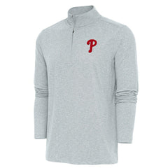 Heather Gray Philadelphia Phillies Antigua Hunk Quarter-Zip Pullover Top