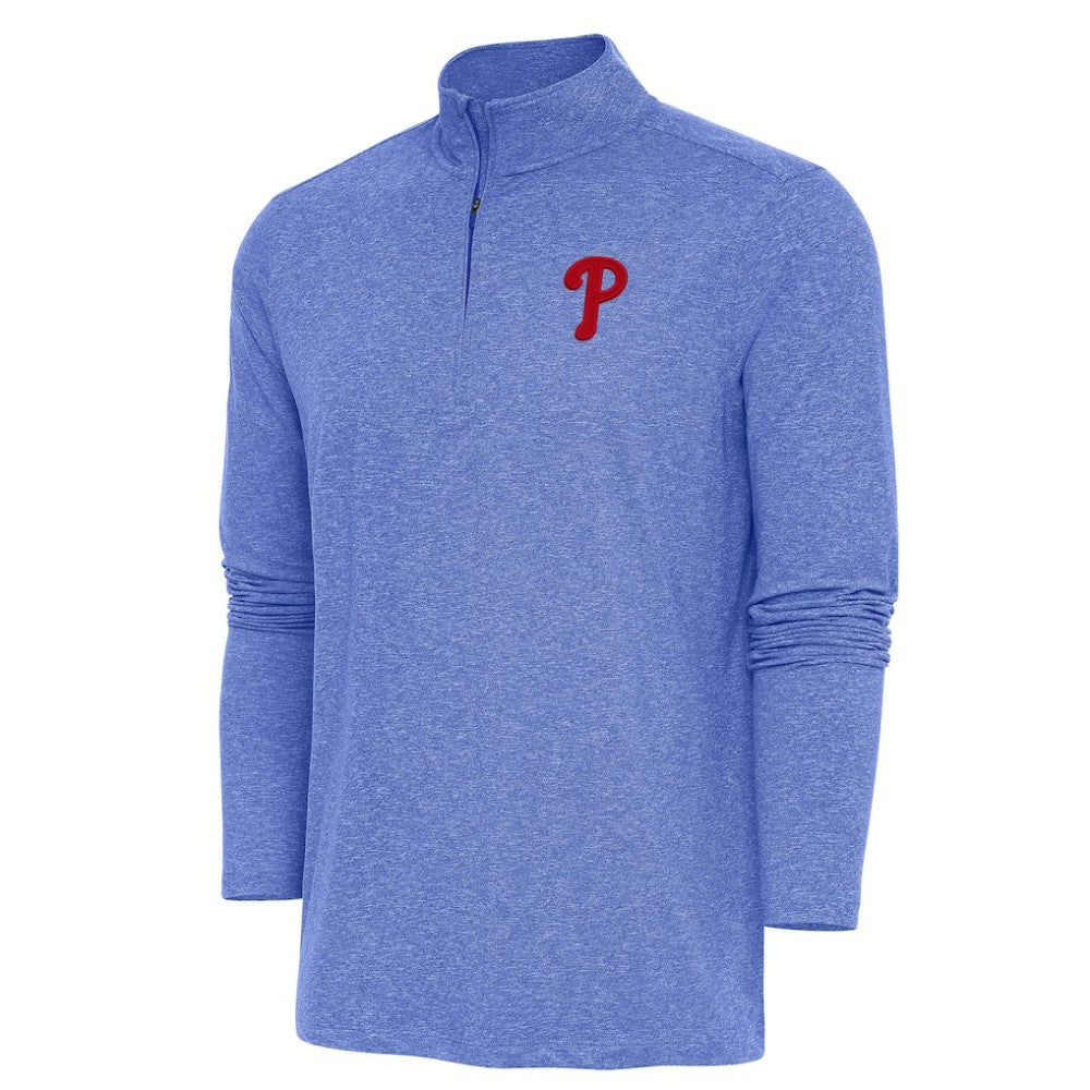 Heather Royal Philadelphia Phillies Antigua Hunk Quarter-Zip Pullover Top