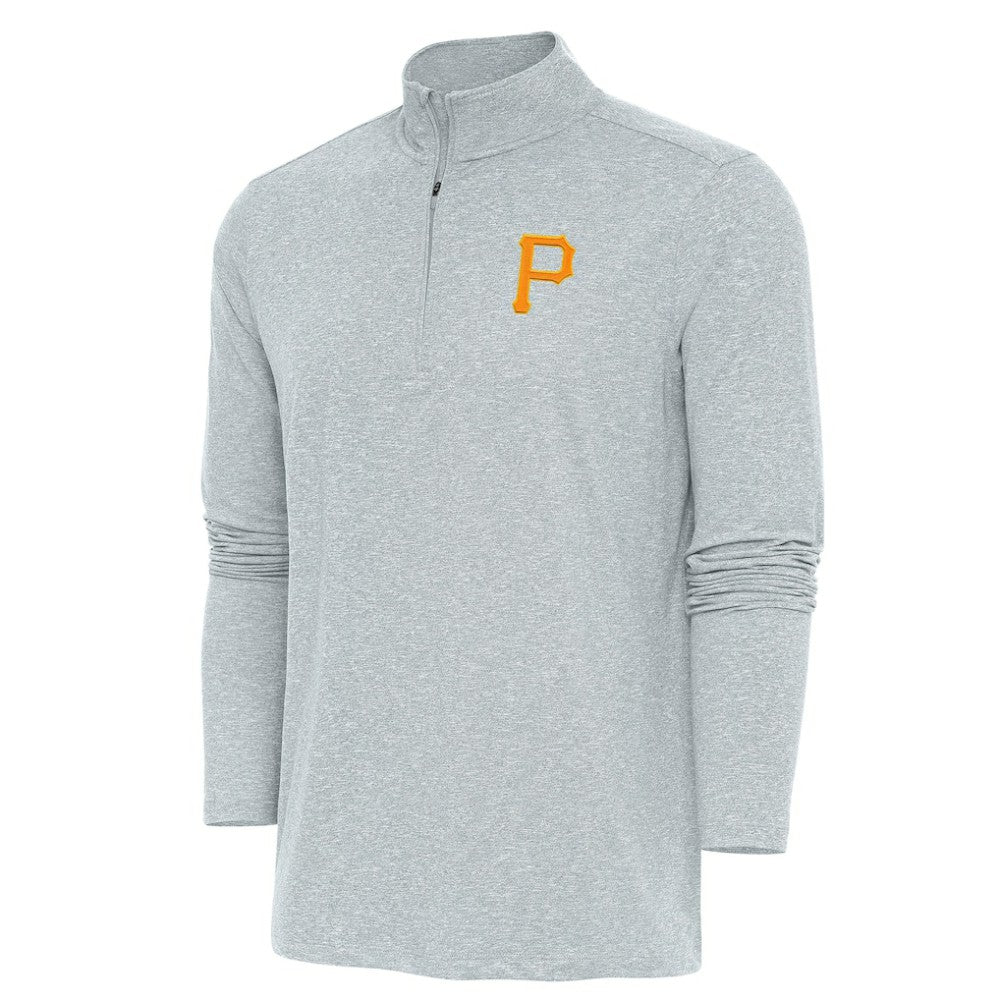 Heather Gray Pittsburgh Pirates Antigua Hunk Quarter-Zip Pullover Top