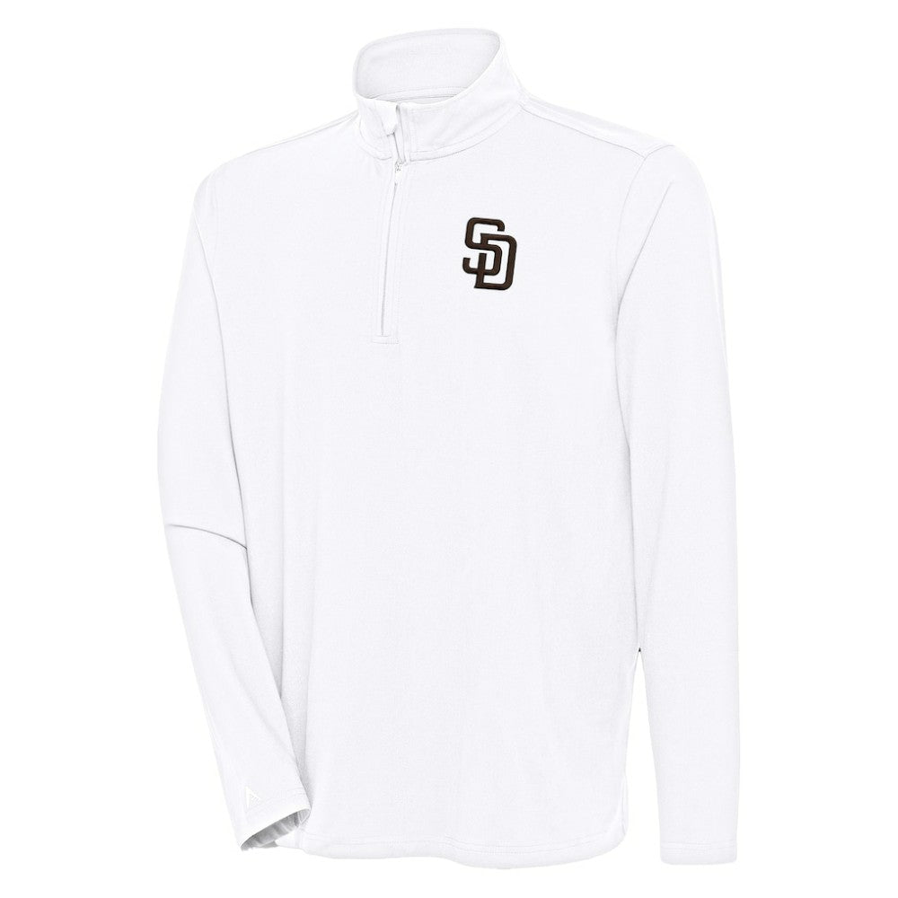 White San Diego Padres Antigua Hunk Quarter-Zip Pullover Top