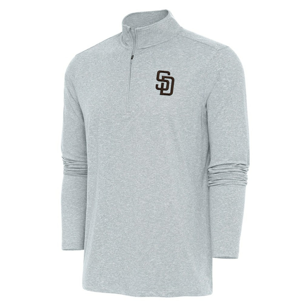 Heather Gray San Diego Padres Antigua Hunk Quarter-Zip Pullover Top