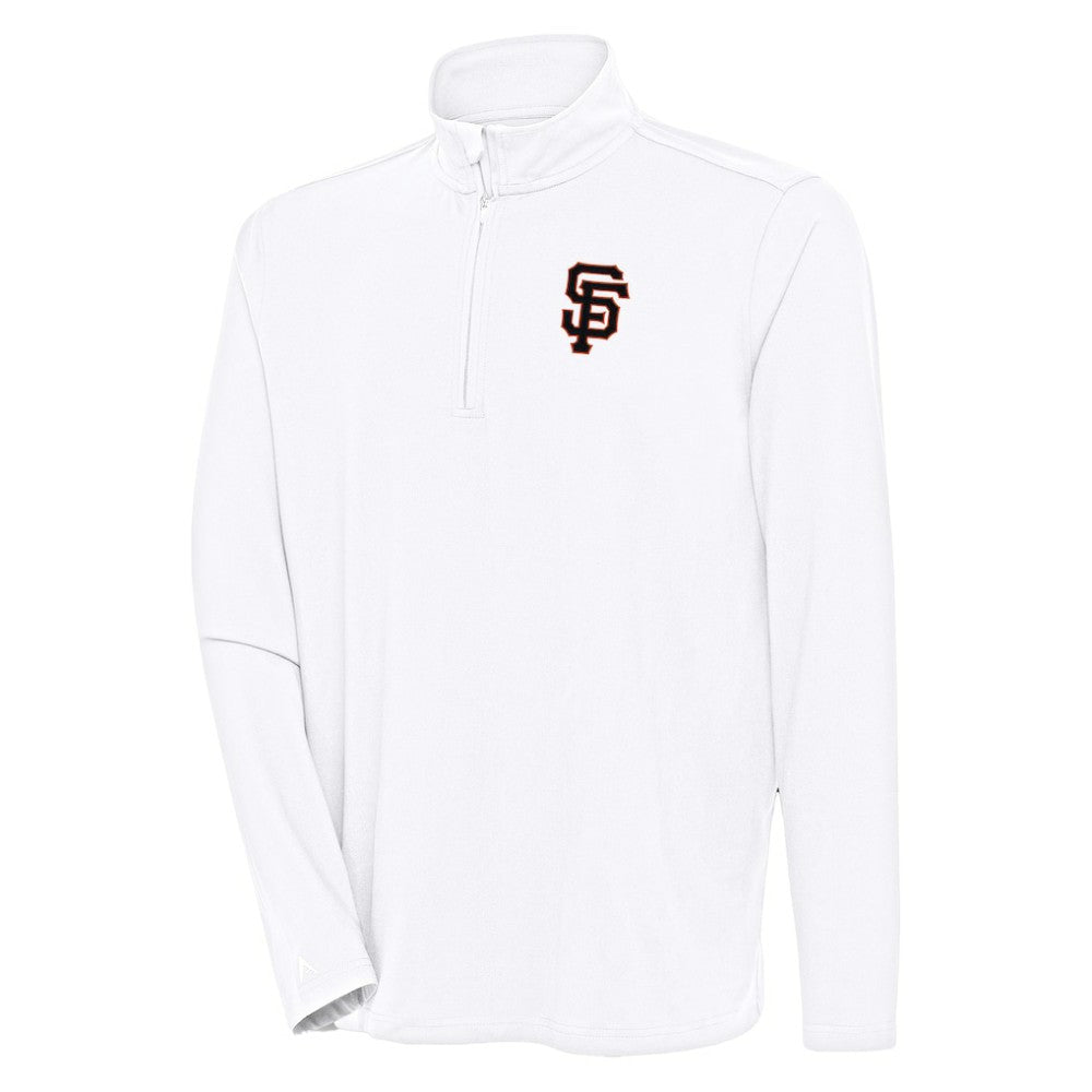 White San Francisco Giants Antigua Hunk Quarter-Zip Pullover Top