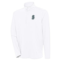 White Seattle Mariners Antigua Hunk Quarter-Zip Pullover Top