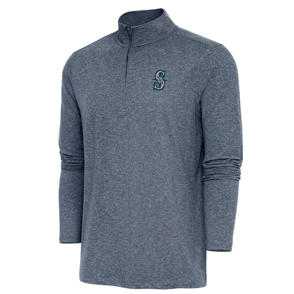 Heather Navy Seattle Mariners Antigua Hunk Quarter-Zip Pullover Top
