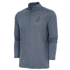 Heather Navy Seattle Mariners Antigua Hunk Quarter-Zip Pullover Top