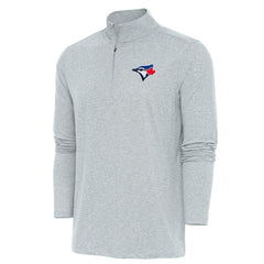 Heather Gray Toronto Blue Jays Antigua Hunk Quarter-Zip Pullover Top