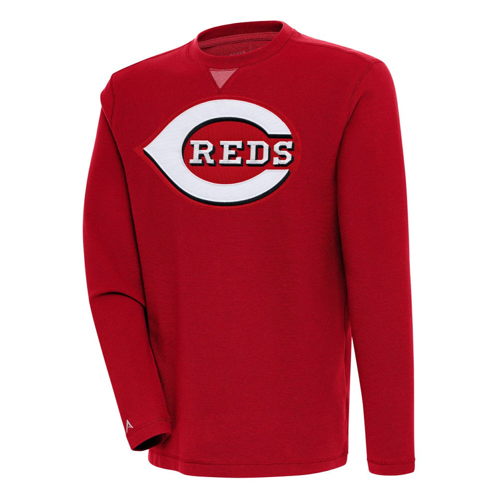 Red Cincinnati Reds Antigua Flier Bunker Pullover Sweatshirt