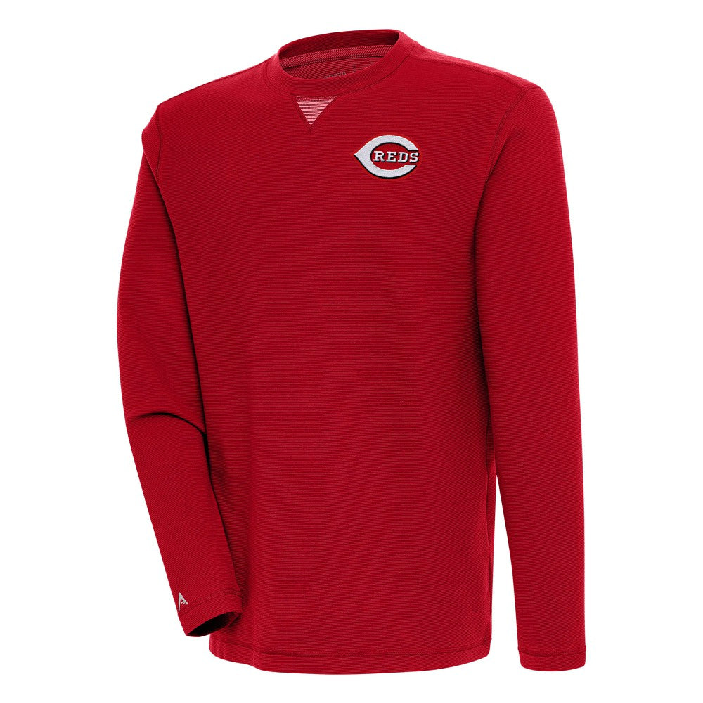 Red Cincinnati Reds Antigua Flier Bunker Pullover Sweatshirt