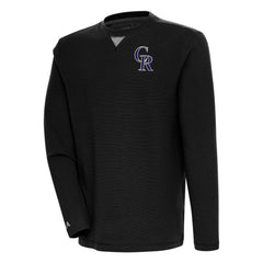 Black Colorado Rockies Antigua Flier Bunker Pullover Sweatshirt