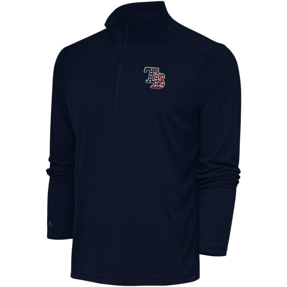 Navy Tampa Bay Rays Antigua Patriotic Tribute Quarter-Zip Pullover Top