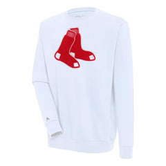 White Boston Red Sox Antigua Victory Crewneck Chenille Pullover Sweatshirt