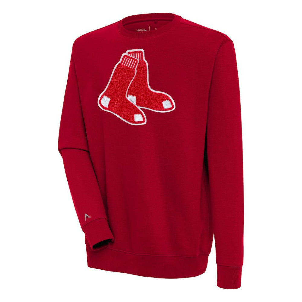 Red Boston Red Sox Antigua Victory Crewneck Chenille Pullover Sweatshirt