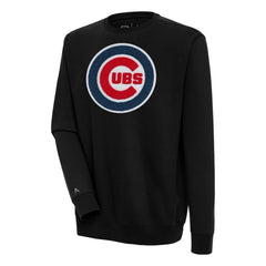 Black Chicago Cubs Antigua Victory Crewneck Chenille Pullover Sweatshirt