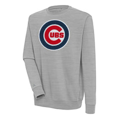 Heather Gray Chicago Cubs Antigua Victory Crewneck Chenille Pullover Sweatshirt
