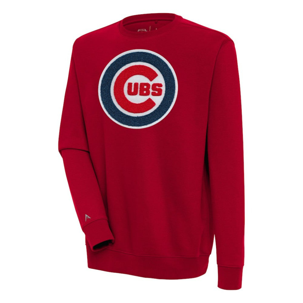 Red Chicago Cubs Antigua Victory Crewneck Chenille Pullover Sweatshirt