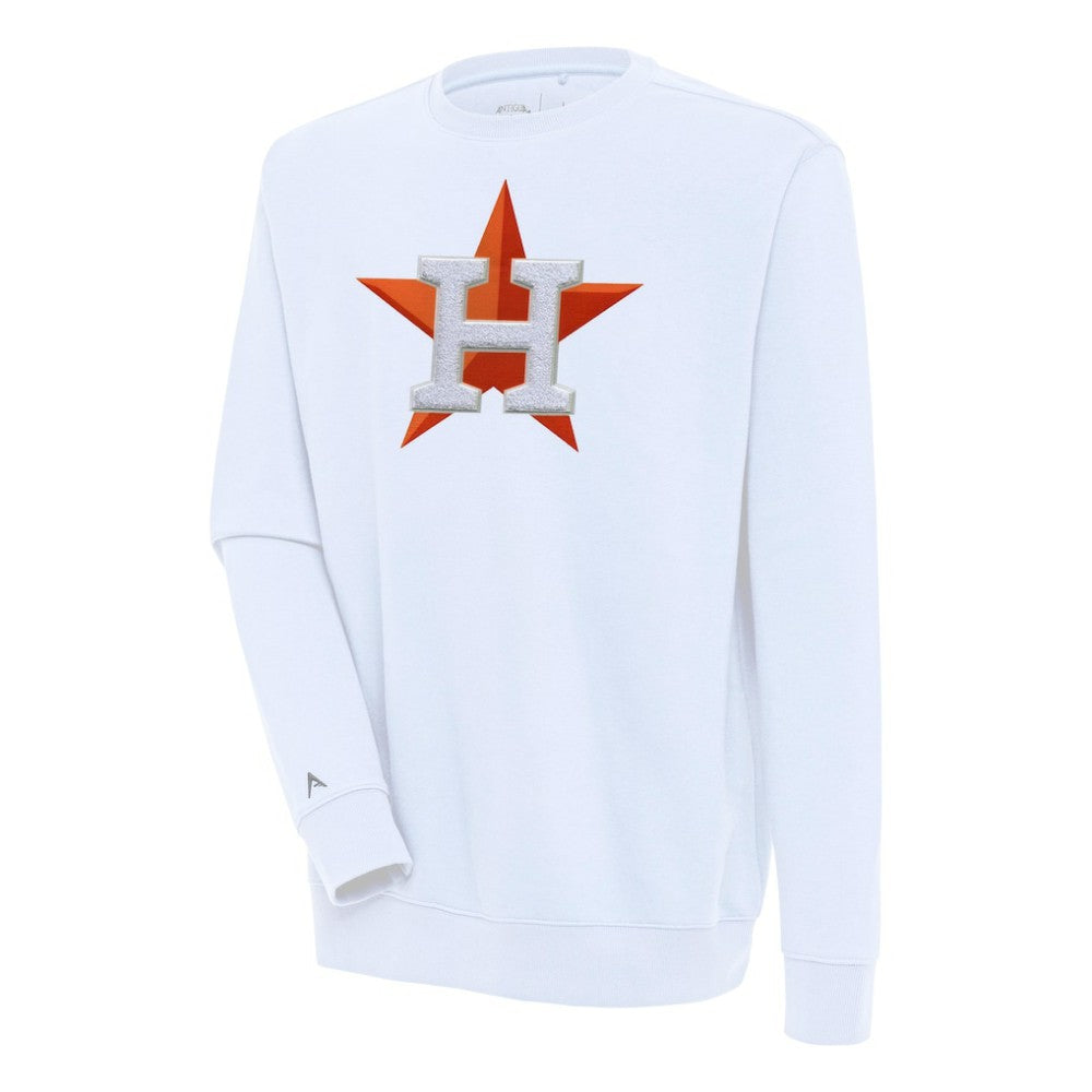 White Houston Astros Antigua Victory Crewneck Chenille Pullover Sweatshirt
