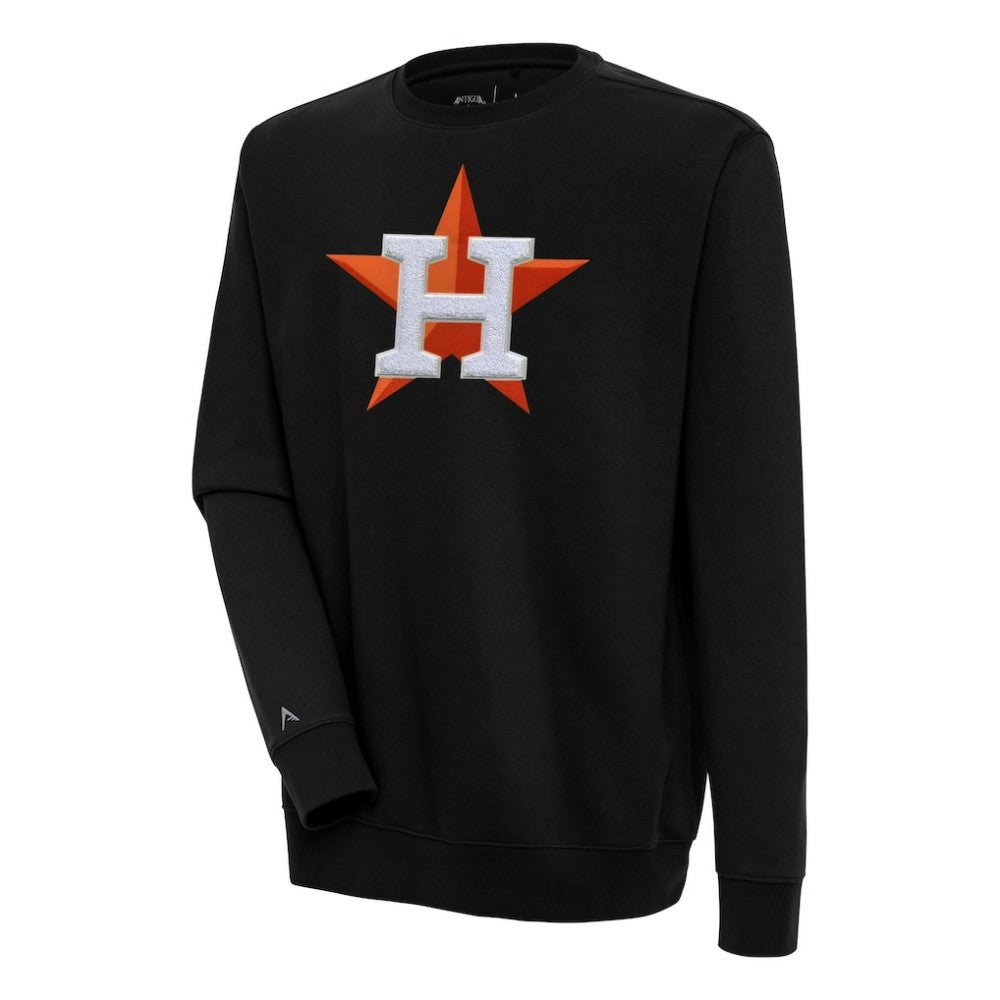 Black Houston Astros Antigua Victory Crewneck Chenille Pullover Sweatshirt