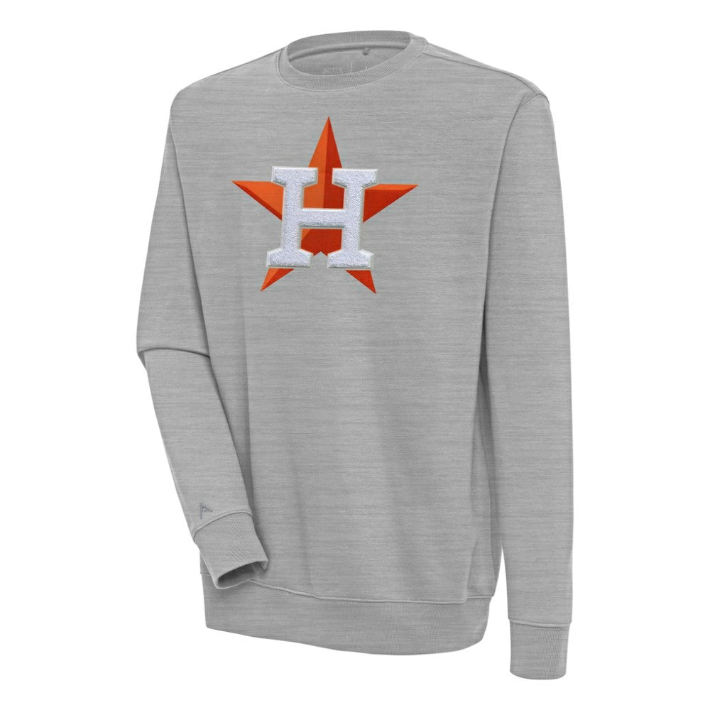 Heather Gray Houston Astros Antigua Victory Crewneck Chenille Pullover Sweatshirt