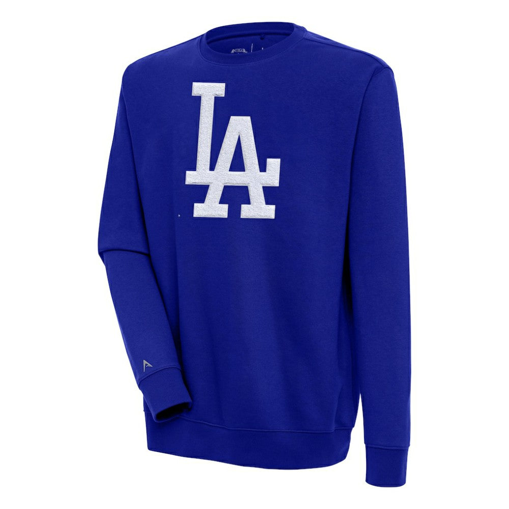 Royal Los Angeles Dodgers Antigua Victory Crewneck Chenille Pullover Sweatshirt