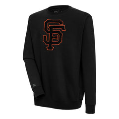 Black San Francisco Giants Antigua Victory Crewneck Chenille Pullover Sweatshirt