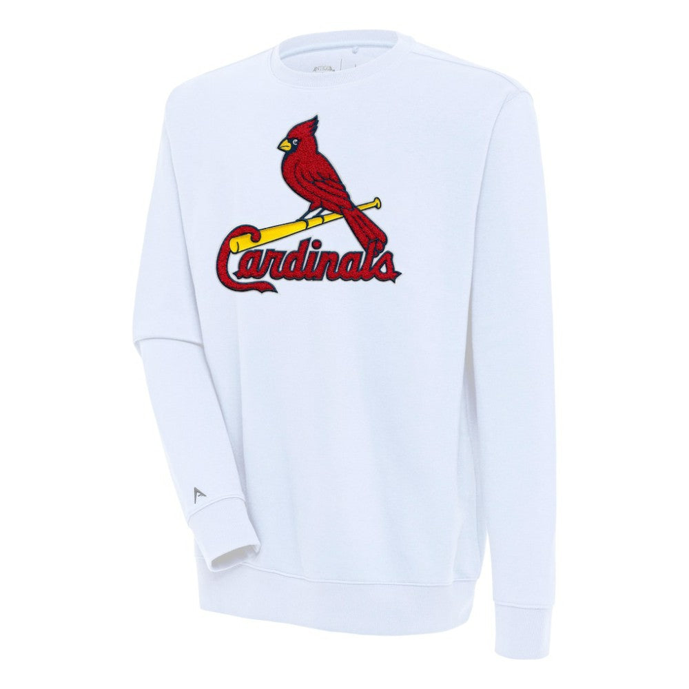 White St. Louis Cardinals Antigua Victory Crewneck Chenille Pullover Sweatshirt