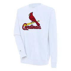 White St. Louis Cardinals Antigua Victory Crewneck Chenille Pullover Sweatshirt